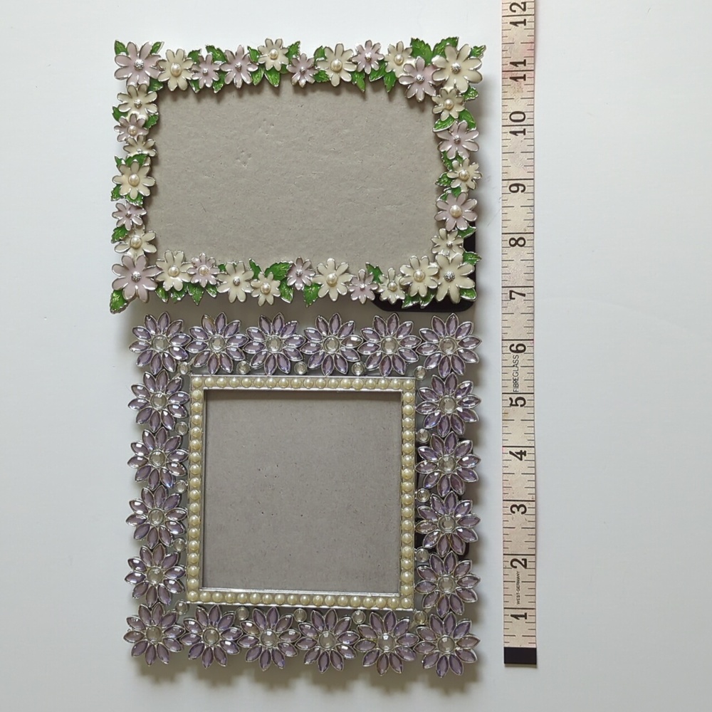Frames 2 Heavy Metal Flowers 4 x 6 White Lavender Green 4 x 4 Lavender White - Picture 5 of 5